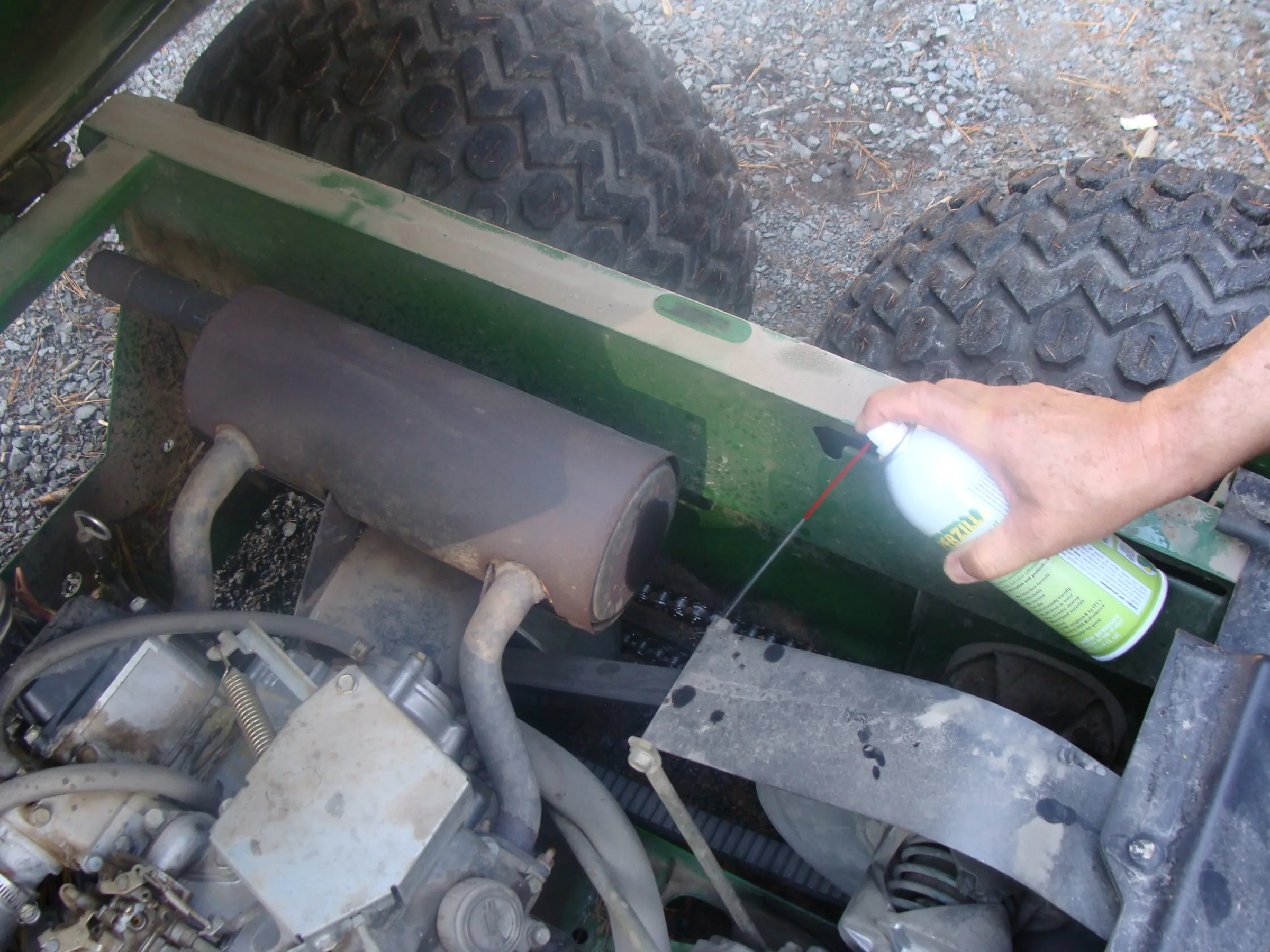 Superzilla lubricating a mower drive